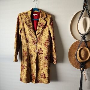 CAbi Tapestry Jacquard Embroidered Floral Coat Jacket, Brocade